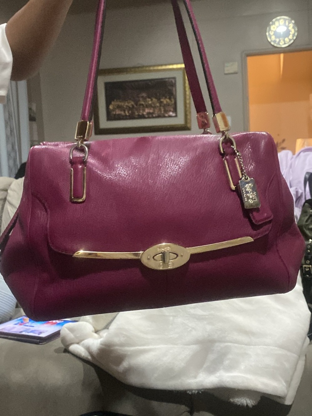 Pre-Owned Vintage Coach Madison Leather Small Madeline Satchel - Cranberry